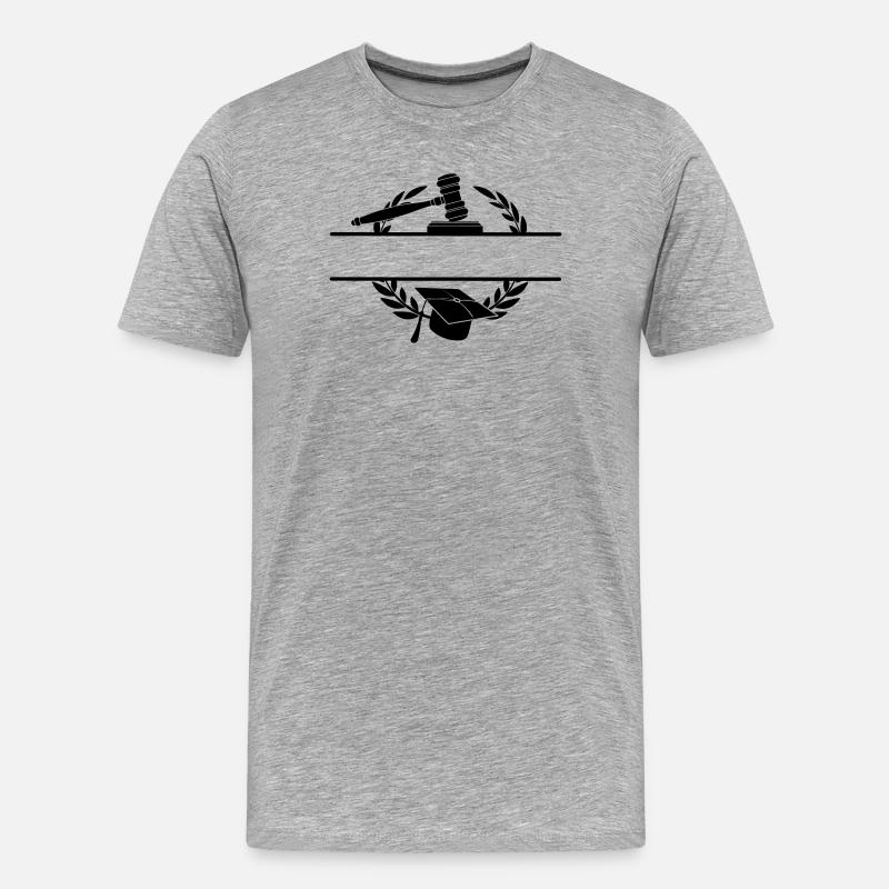 Anwaltsmonogramm mit Hut und Hammer - Männer Premium Bio T-Shirt - Grau meliert