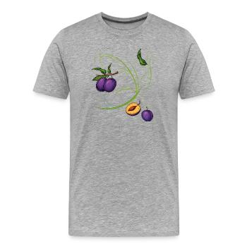 Pruneaux, fruits - T-shirt bio Premium Homme - gris chiné - Devant - Damien (186cm)