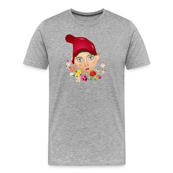 Der Kasper oder auch Kasperle als Puppen Porträt - Männer Premium Bio T-Shirt - Grau meliert - Vorne - Damien (186cm)