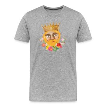 Der König mit Krone als Puppen Theater Porträt - Männer Premium Bio T-Shirt - Grau meliert - Vorne - Damien (186cm)