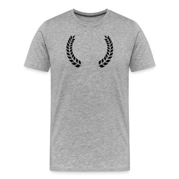 Lorbeerkranz Freifläche - Männer Premium Bio T-Shirt - Grau meliert - Vorne - Damien (186cm)