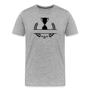 Lorbeerkranz Monogramm Tasse - Männer Premium Bio T-Shirt - Grau meliert - Vorne - Damien (186cm)