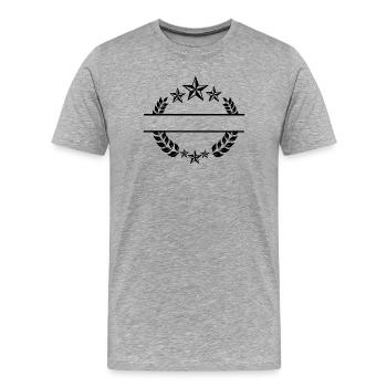 Lorbeerkranz Monogramm Stern - Männer Premium Bio T-Shirt - Grau meliert - Vorne - Damien (186cm)