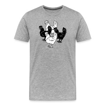 quatre poulets - T-shirt bio Premium Homme - gris chiné - Devant - Damien (186cm)