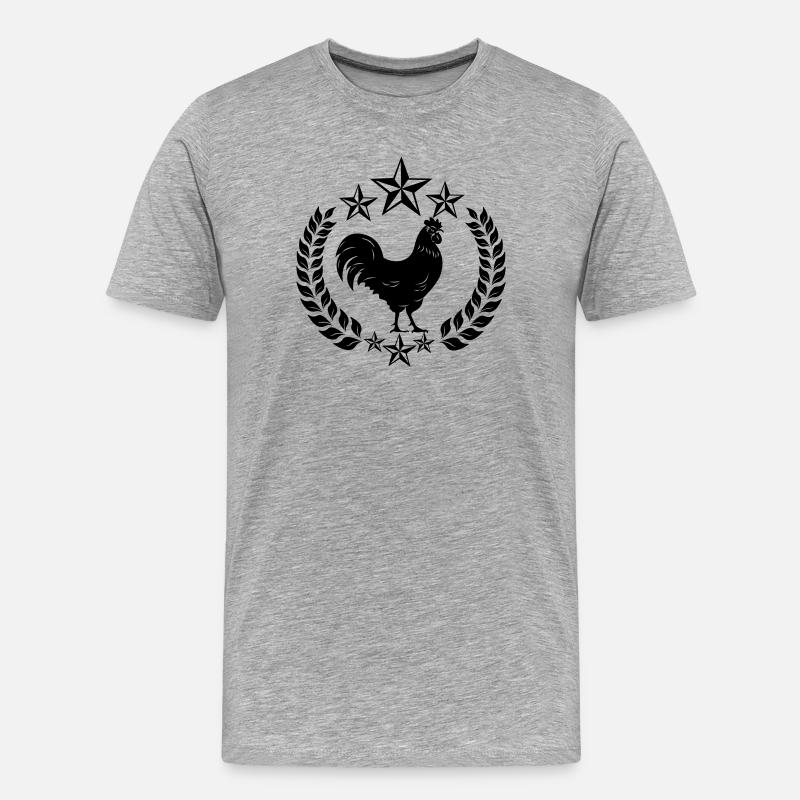 Schwarzer Hahn mit Lorbeerkranz - Männer Premium Bio T-Shirt - Grau meliert