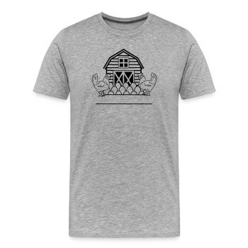 Monogramme d’élevage de poulets avec deux poulets - T-shirt bio Premium Homme - gris chiné - Devant - Damien (186cm)