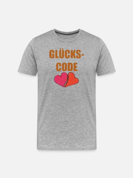 GLÜCKS CODE - Männer Premium Bio T-Shirt - Grau meliert