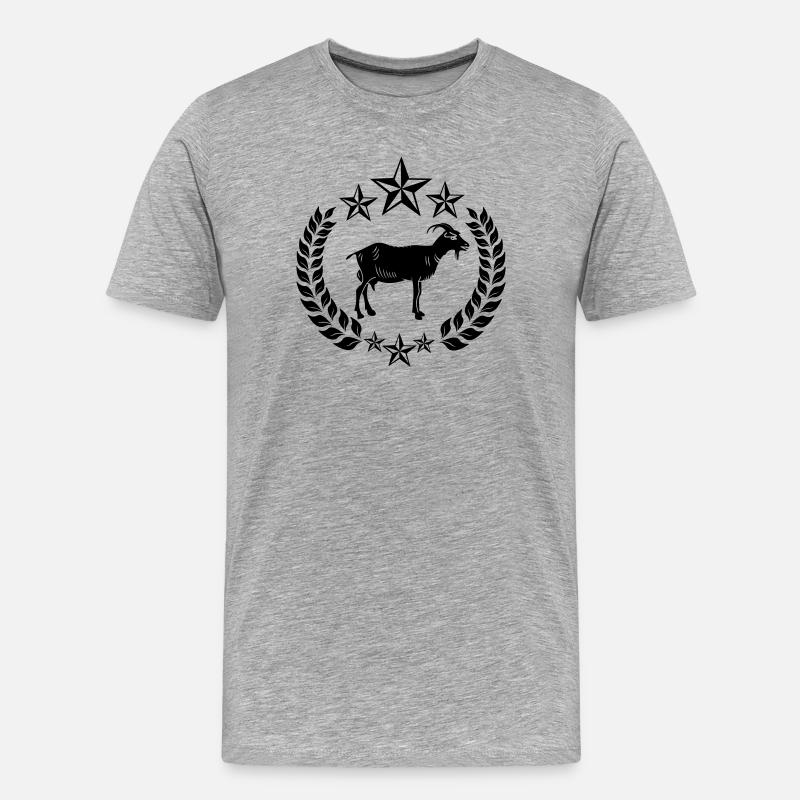 Ziege in Lorbeerkranzsternen - Männer Premium Bio T-Shirt - Grau meliert