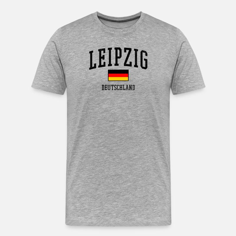Leipzig Deutschland Design mit Flagge - Männer Premium Bio T-Shirt - Grau meliert