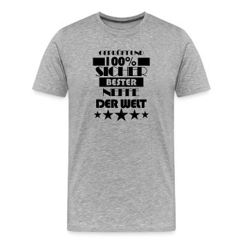 Neffe SpruchGeschenk - Männer Premium Bio T-Shirt - Grau meliert - Vorne - Damien (186cm)