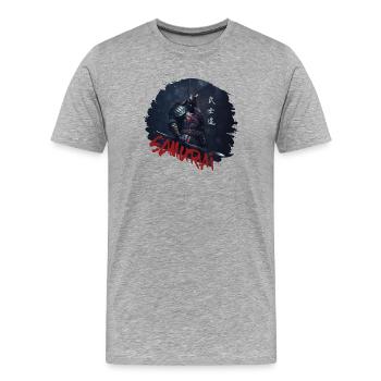 Guerrier samouraï avec katana - T-shirt bio Premium Homme - gris chiné - Devant - Damien (186cm)