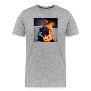 Der Brennende Mann 01 - Männer Premium Bio T-Shirt - Grau meliert - Vorne - Damien (186cm)