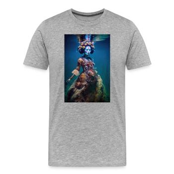 Geisha zombie sous l'eau - T-shirt bio Premium Homme - gris chiné - Devant - Damien (186cm)