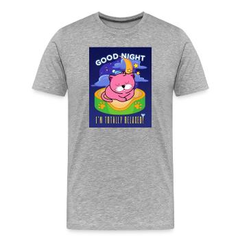 Cat Cat GOOD NIGHT Totally Relaxed Sleep Shirt - Men's Premium Organic T-Shirt - heather grey - Front - Damien (186cm)