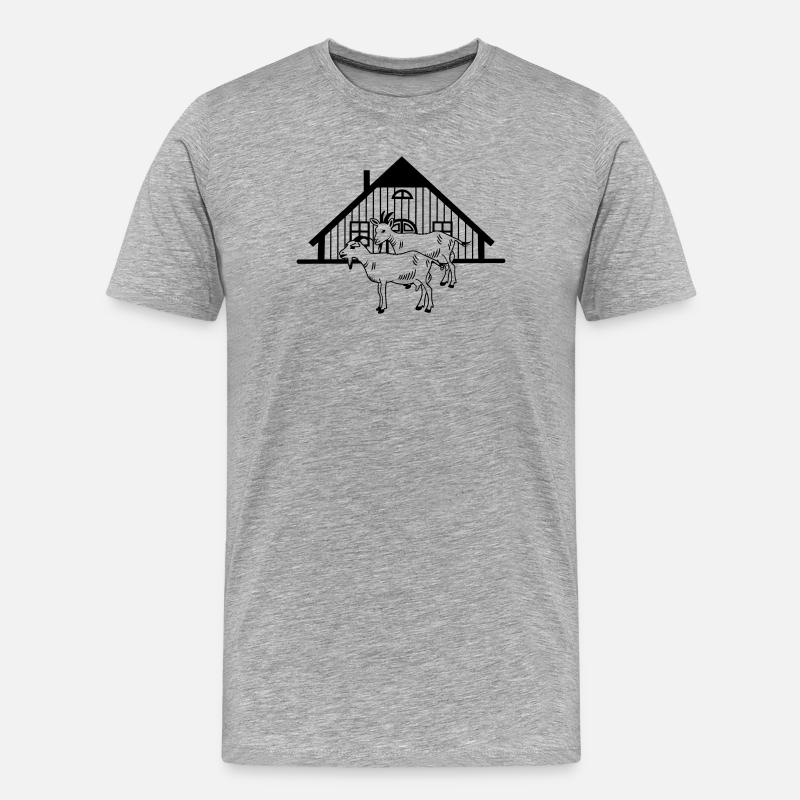 Ziegenfarm oder Stall - Männer Premium Bio T-Shirt - Grau meliert