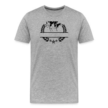 Monogramme de vaches - T-shirt bio Premium Homme - gris chiné - Devant - Damien (186cm)