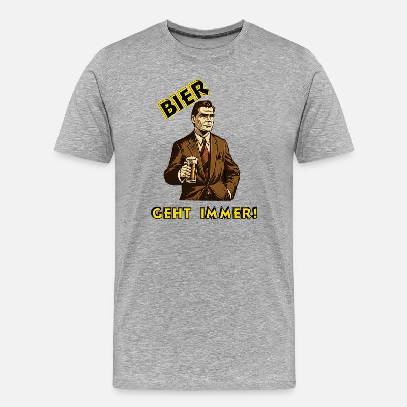 Bier - geht immer! - Männer Premium Bio T-Shirt - Grau meliert