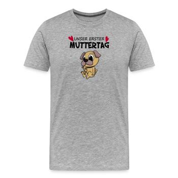 Muttertag - erster Muttertag Geschenk - Männer Premium Bio T-Shirt - Grau meliert - Vorne - Damien (186cm)