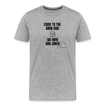 Venez du côté obscur, nous avons des blagues de papa - T-shirt bio Premium Homme - gris chiné - Devant - Damien (186cm)