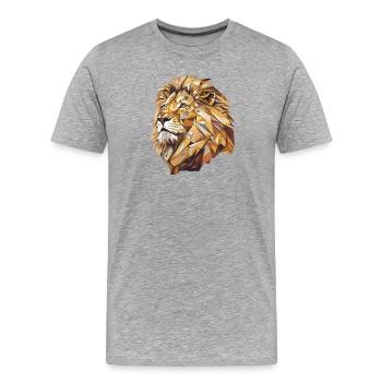 Stilisierter Löwe, geometrisch - Männer Premium Bio T-Shirt - Grau meliert - Vorne - Damien (186cm)