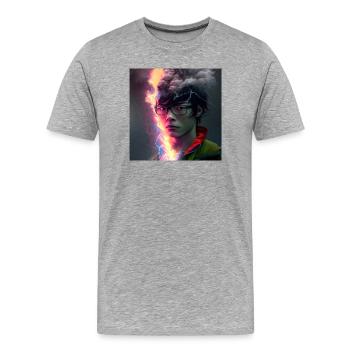 elektrik portrait - Electric Rift neon face - Men's Premium Organic T-Shirt - heather grey - Front - Damien (186cm)