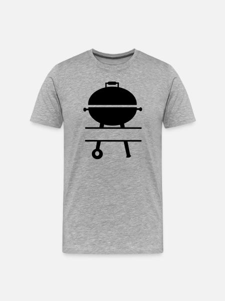 Grill BBQ Monogramm - Männer Premium Bio T-Shirt - Grau meliert