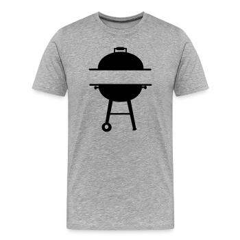 BBQ-Monogramm-Emblem - Männer Premium Bio T-Shirt - Grau meliert - Vorne - Damien (186cm)