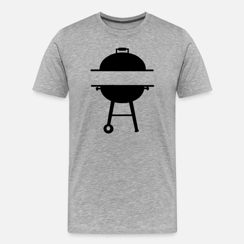 BBQ-Monogramm-Emblem - Männer Premium Bio T-Shirt - Grau meliert