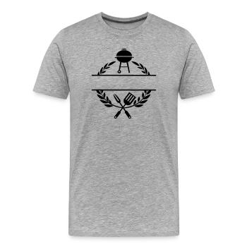 BBQ monogram - Men's Premium Organic T-Shirt - heather grey - Front - Damien (186cm)