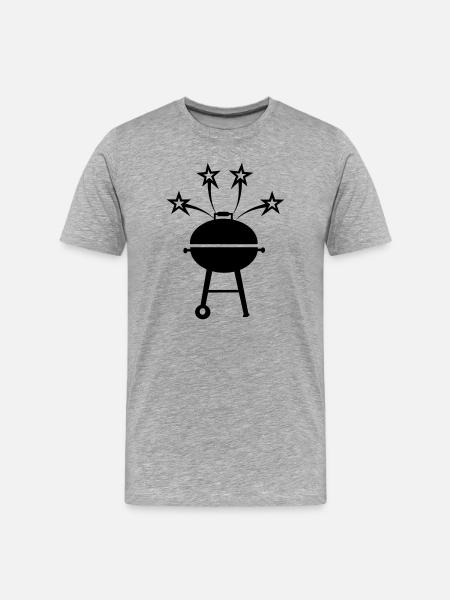 BBQ mit Sternen - Männer Premium Bio T-Shirt - Grau meliert