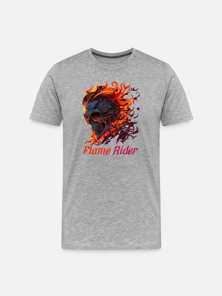 Flame Rider Skull - Men's Premium Organic T-Shirt - heather grey