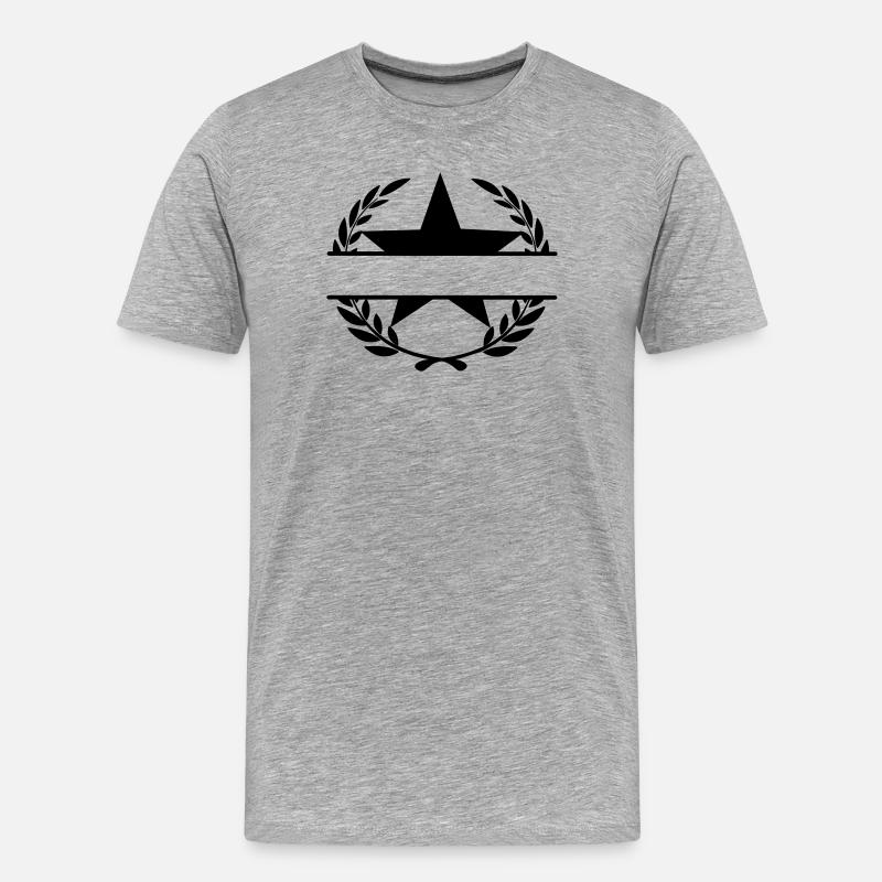 Lorbeerkranz Monogramm Stern - Männer Premium Bio T-Shirt - Grau meliert