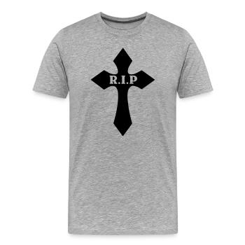 Cross RIP loss dear - Men's Premium Organic T-Shirt - heather grey - Front - Damien (186cm)