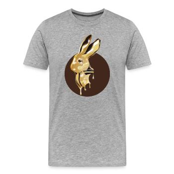 Tête de lapin dorée au look brillant - T-shirt bio Premium Homme - gris chiné - Devant - Damien (186cm)