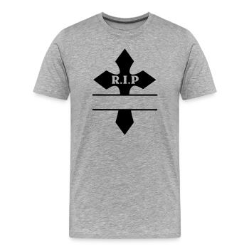 Cross R.I.P repose en paix - T-shirt bio Premium Homme - gris chiné - Devant - Damien (186cm)