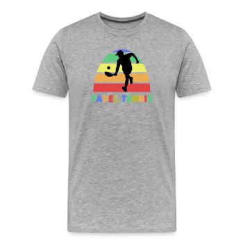 Sport Padel Tennis Balles de loisir Raquettes - T-shirt bio Premium Homme - gris chiné - Devant - Damien (186cm)