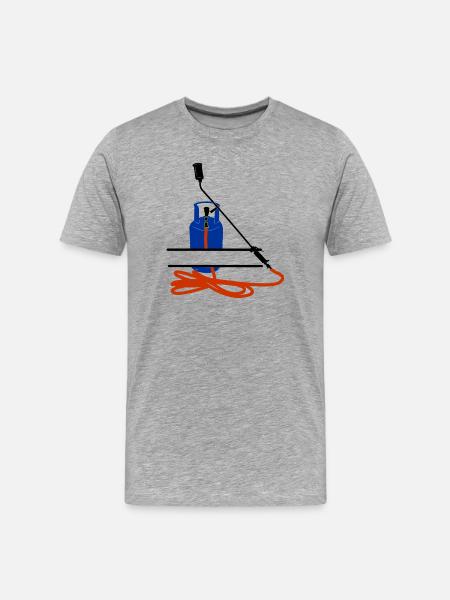 Dachdeckerfirma Monogram Logo Gasflasche - Männer Premium Bio T-Shirt - Grau meliert