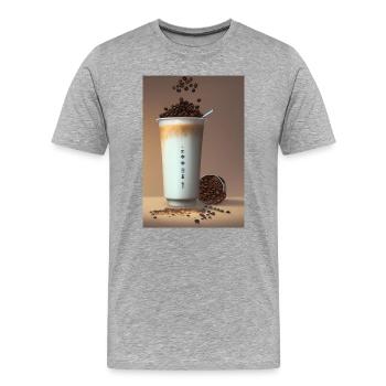 Kaffee, Kaffeebohnen - Männer Premium Bio T-Shirt - Grau meliert - Vorne - Damien (186cm)