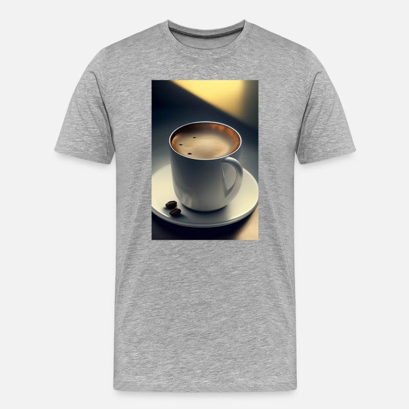 Kaffee, Kaffeebohnen - Männer Premium Bio T-Shirt - Grau meliert