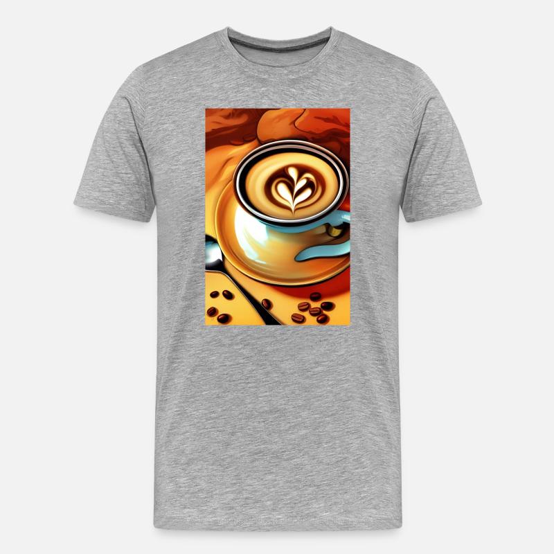 Kaffee, Kaffeebohnen - Männer Premium Bio T-Shirt - Grau meliert