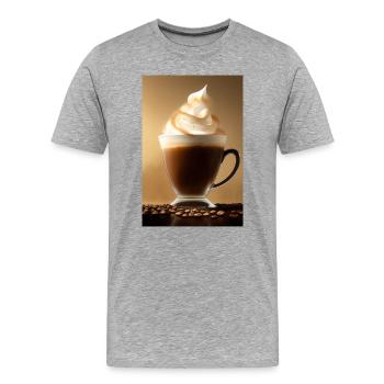Kaffee, Kaffeebohnen - Männer Premium Bio T-Shirt - Grau meliert - Vorne - Damien (186cm)