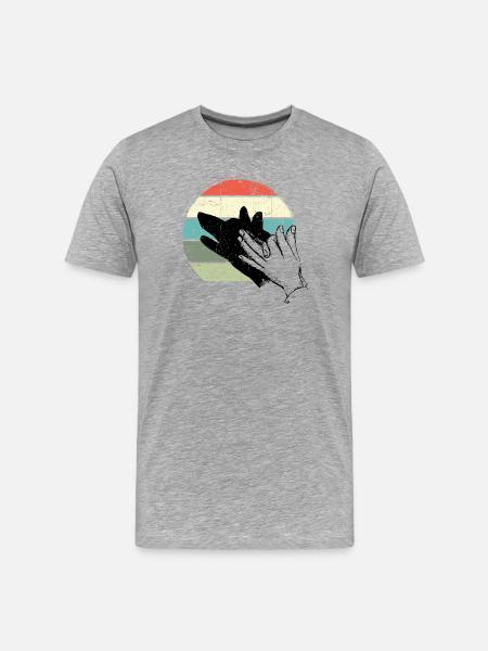 Retro Sunset Hand Silhouette - Männer Premium Bio T-Shirt - Grau meliert