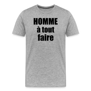 Homme a tout faire - T-shirt bio Premium Homme - gris chiné - Devant - Damien (186cm)