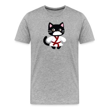 ticker, Happy Colorful Owl wearing Headphones, kaw - Männer Premium Bio T-Shirt - Grau meliert - Vorne - Damien (186cm)