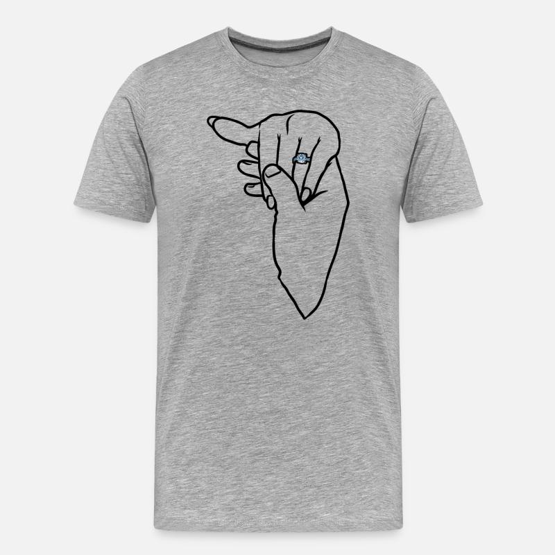 Verlobungs-Ehering-Hand - Männer Premium Bio T-Shirt - Grau meliert