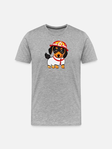 Dachshund as firefighter - Men's Premium Organic T-Shirt - heather grey