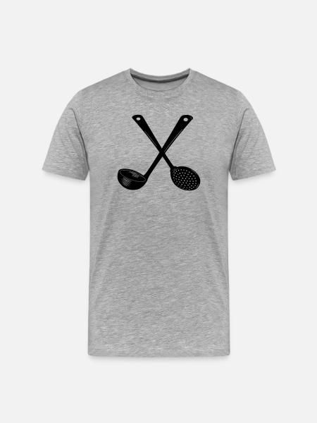 Crossed soup spoon and slotted spoon - Men's Premium Organic T-Shirt - heather grey