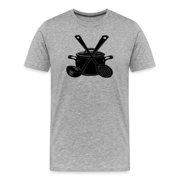 Pfannensuppenlöffel und Schaumlöffel dunkel - Männer Premium Bio T-Shirt - Grau meliert - Vorne - Damien (186cm)