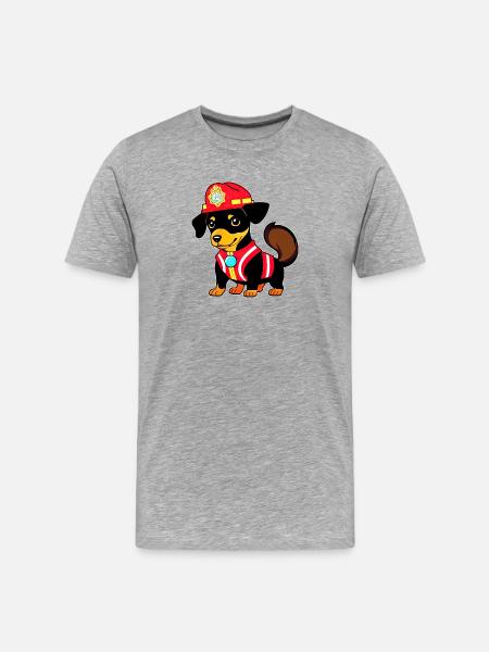 Dachshund as firefighter - Men's Premium Organic T-Shirt - heather grey