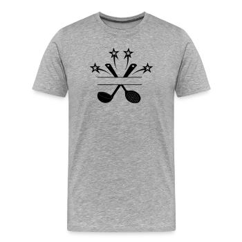 Cuillère à fente et cuillère à soupe 4 étoiles - T-shirt bio Premium Homme - gris chiné - Devant - Damien (186cm)
